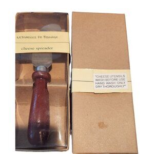 Cheese Spreader set of 12 Stainless 6" Long  2 1/2" Blade Red Brown Handle 3 1/2